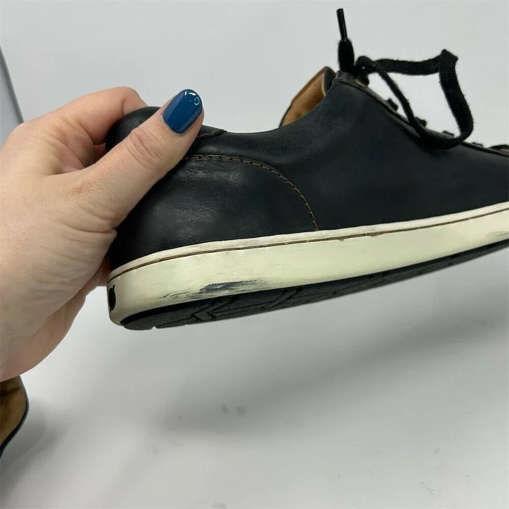 Born Allegheny Men's Sneakers Black Low Top Lace-Up Casual Shoes Size 10.5